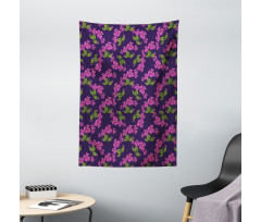 Retro Style Violet Flora Tapestry
