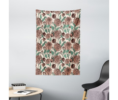 Graphical Chrysanthemums Tapestry