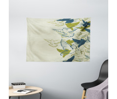 Flock of Flying Pigeons Wide Tapestry