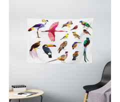 Bird Set Poly Design Wide Tapestry