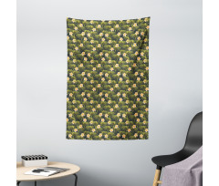 Palm Leaves Summer Flowers Tapestry