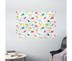 Heart Branches Colorful Wide Tapestry