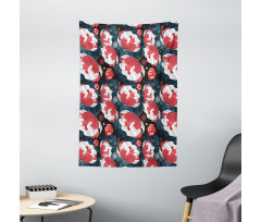 Flowers and Swirls on Dark Tapestry