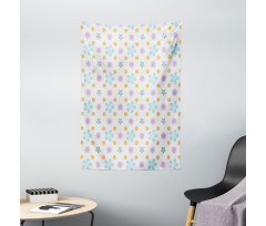 Doodle Flowers Symmetry Art Tapestry