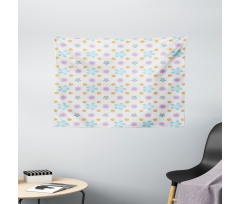 Doodle Flowers Symmetry Art Wide Tapestry