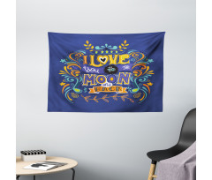 Floral Themed Text Wide Tapestry