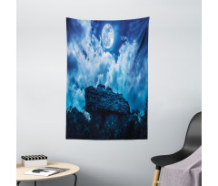 Cliff Under Cloudy Night Tapestry