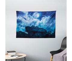 Cliff Under Cloudy Night Wide Tapestry