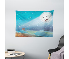 Cartoon Lunar Smiling Wide Tapestry