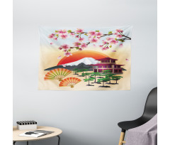 Building Sakura Sunrise Wide Tapestry