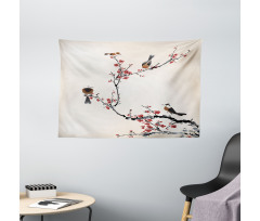 Oriental Illustration Wide Tapestry