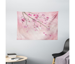 Tree Branch with Flowers Wide Tapestry