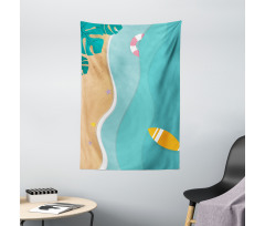 Aerial Cartoon Sea and Beach Tapestry