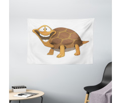 Single Happy Turtle Design Wide Tapestry