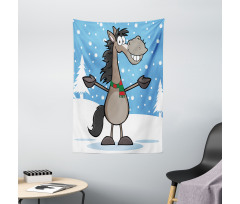 Mascot Horse Snowy Forest Tapestry