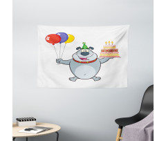 Bulldog Balloons and Cake Wide Tapestry