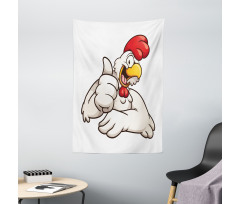 Joyous Cartoon Style Chicken Tapestry