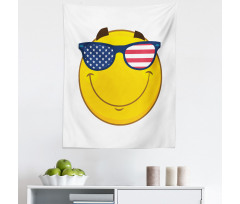 Duygu Mikrofiber Duvar Halısı Amerikan Bayrağı ve Gözlüklü Gülümseyen Emoji