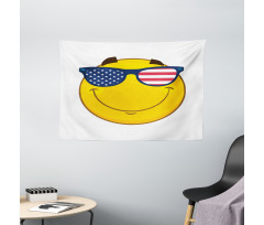 USA-Themed Emoji Sun Face Wide Tapestry