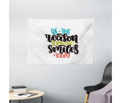 Funky Positive Calligraphy Wide Tapestry