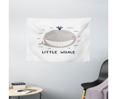 Big Mouth Little Whale Design Wide Tapestry