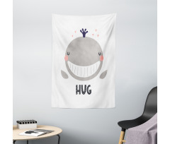 Cheerful Whale Hug Lettering Tapestry