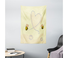 Buzzing Flies Heart Shape Tapestry