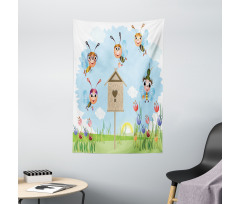 Cheerful Meadow Landscape Tapestry