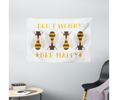 Don't Worry Bee Happy Wide Tapestry