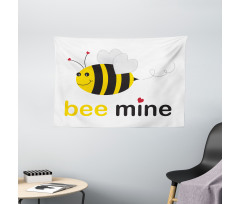 Bee Mine Romantic Cartoon Wide Tapestry