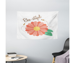 Bee-utiful Floral Scene Wide Tapestry