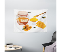 Spoon Jar and Sunflowers Wide Tapestry