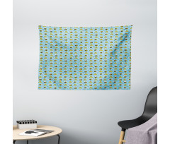 Cartoon Style Happy Bees Wide Tapestry