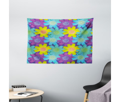 Watercolor Style 90s Pattern Wide Tapestry