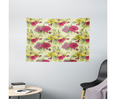Naive Nature  Flowers Art Wide Tapestry