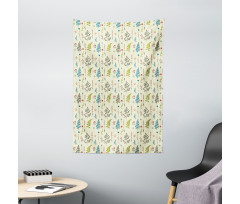 Rhythmic Fern Leaves Herbs Tapestry