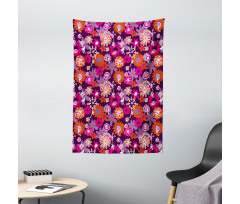 Spring Flowers Retro Style Tapestry