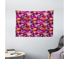 Spring Flowers Retro Style Wide Tapestry
