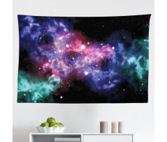 Gökyüzü Mikrofiber Geniş Duvar Halısı Pembe Nebula Desenli