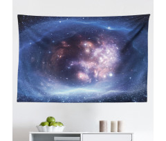 Gökyüzü Mikrofiber Geniş Duvar Halısı Mor Nebula Desenli