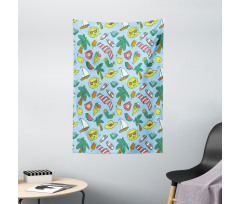 Cartoon Beach Time Design Tapestry