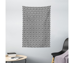Monotone Round Leafy Items Tapestry