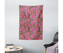 Detailed Flower Silhouettes Tapestry