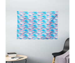 Childish Style Rain Clouds Wide Tapestry