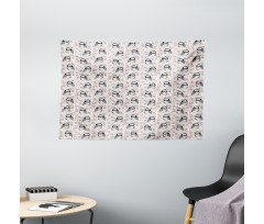 Abstract  Birds on Branches Wide Tapestry