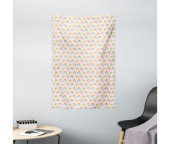 Rainbows Raindrops Cartoon Tapestry