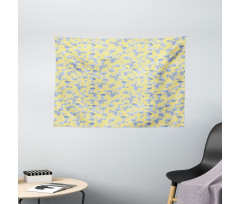 Forget Me Not Flowers Lines Wide Tapestry