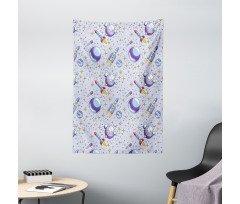 Rockets and Planets Art Tapestry