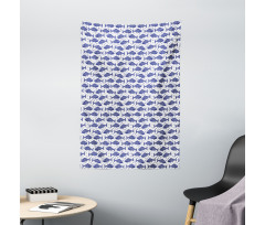 Hand Drawn Fish Bubbles Tapestry