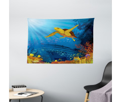 Coral Reef Fish Turtle Wide Tapestry